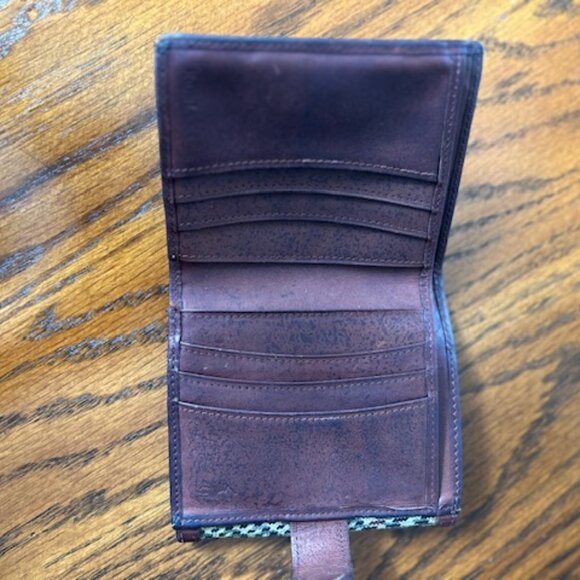 Vintage Polo Ralph Lauren Houndstooth Coated Canvas & Leather Wallet - Picture 3 of 5